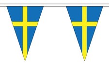 SWEDEN 20 metre TRIANGLE BUNTING 30 FLAGS flag TRIANGULAR 54 FLAGS SWEDISH