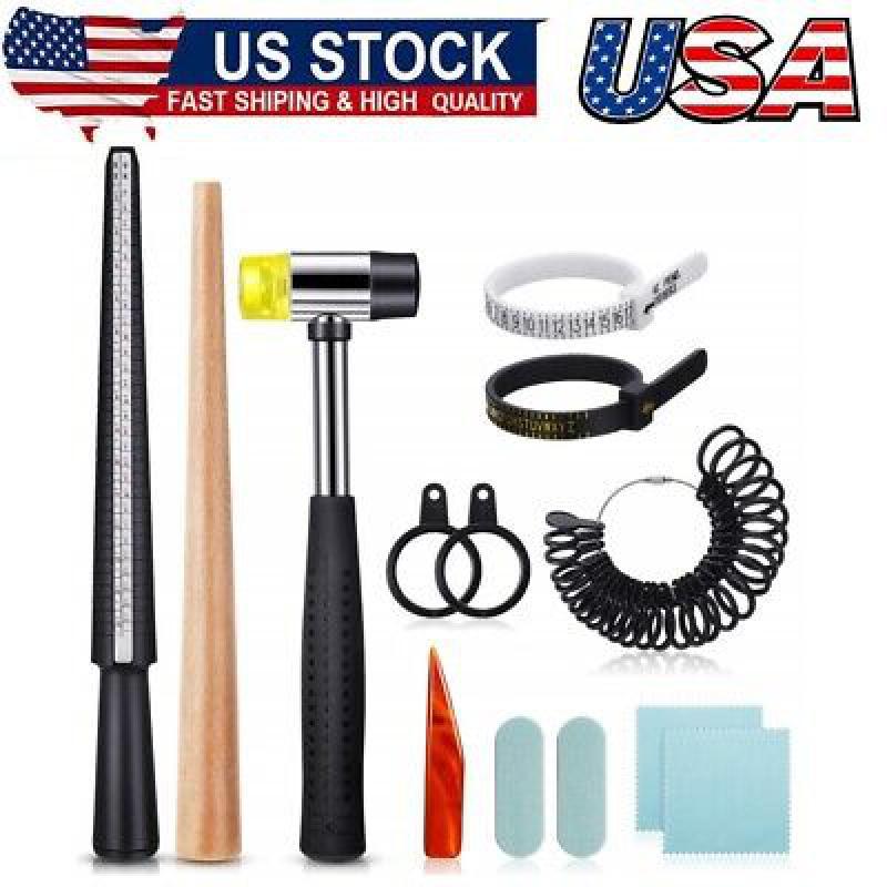 Ring Mandrel Set with Sizer Gauge for Jewelry Making Sizes 1-13 & Half Sizes-image