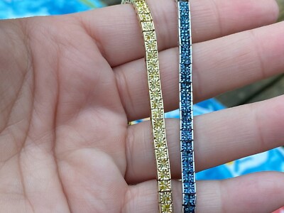 Armband Sterlingsilber & Gold Vermeil blau & gelb Diamant je 1,00 ctw