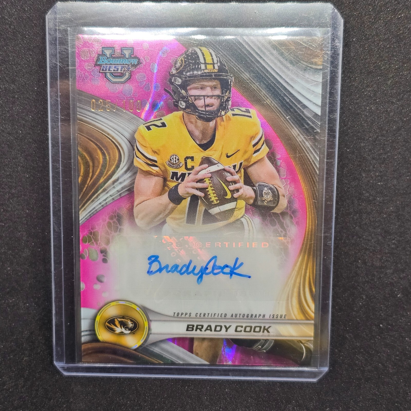 Brady Cook Auto Pink Lava /100 (2024) Bowman University's Best Football #BOA-BC