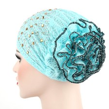 Women Ladies New Elastic Flower Hat Turban Chemo Cancer Hair Loss Cap Hijab Hat