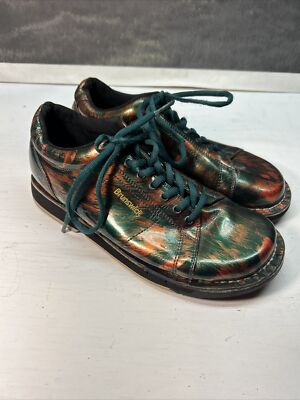 BRUNSWICK SWIRL GREEN ORANGE BOWLING SHOES SZ 8 K300-7 | eBay