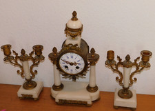 vintage HORLOGE en marbre PENDULE mecanisme SAMUEL MARTI medaille OR paris 1900