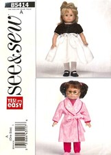 See Sew/Butterick Doll Clothes Pattern B5414 Size 18" UNCUT
