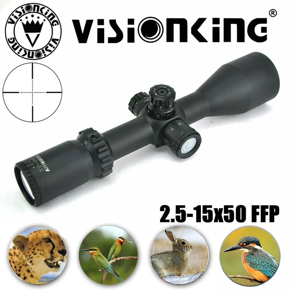 Visionking 2.5-15x50 FFP Reticle Mil-dot Rifle Scope Military Tactical 21mm Ring - Image 4 of 4