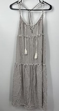 Chelsea28 Strappy Tiered Boho Dress With Tassels & Embossing Sz M NWOT