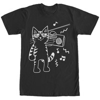 Lost Gods Boombox Cat Cartoon Mens Graphic T Shirt Lost Gods Boombox Cat Cartoon Mens Graphic T Shirt