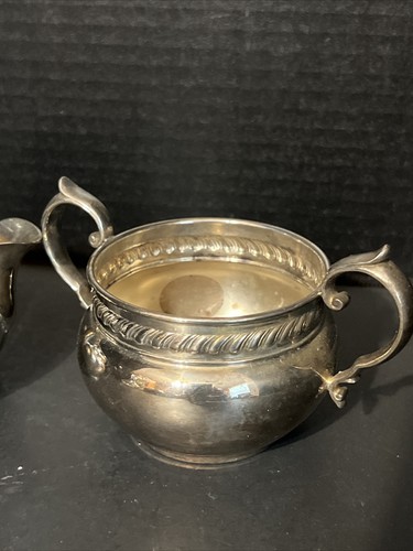 Gorham Electroplated, Creamer And Open Two Handle Sugar Bowl Set YC2051 - Picture 3 of 11