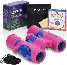 Kids Binoculars Real Binoculars for Girls - BONUS Sticker Book of 40+ Birds w...