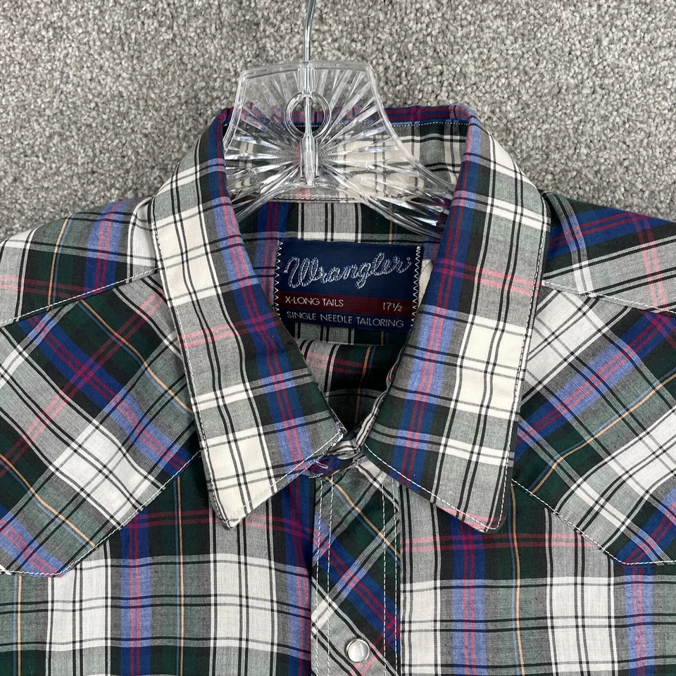Camisa Wrangler VINTAGE 17.5 Multicolor Brushpopper Western Cowboy X Cauda Longa - Imagem 2 de 4