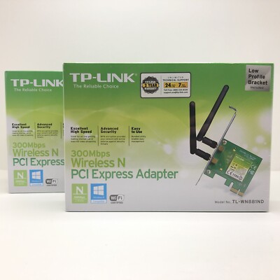 TP-Link N300 Wireless PCI-Express Adapter (TL-WN881ND) 300 MBS New Sealed