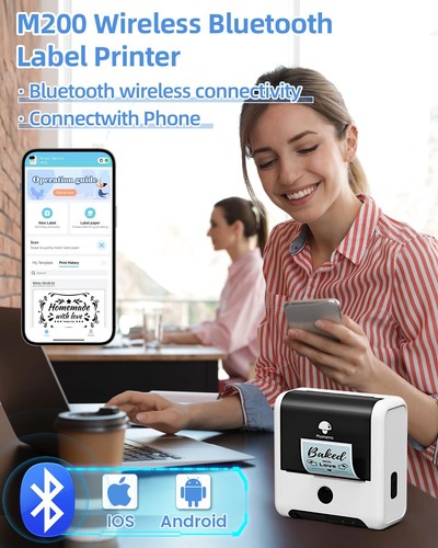 Phomemo M200/ M110 Bluetooth Etikettendrucker Upgrade 3Zoll Tragbarer -20mm-75mm - Bild 9 von 26