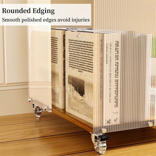4Tier Acrylic Book Shelf with Wheels Mobile Tall Bookcase Modern Bookshelf Tower - Picture 11 of 16