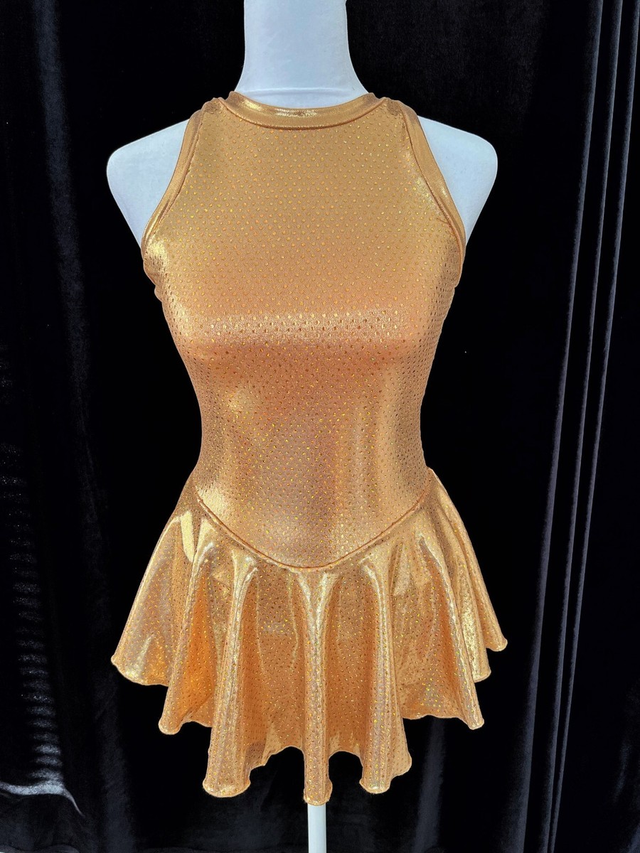 GOLD Metallic Sparkle Figure Skating Ice Skating Competition Dress GOLD Metallic Sparkle Figure Skating Ice Skating Competition Dress