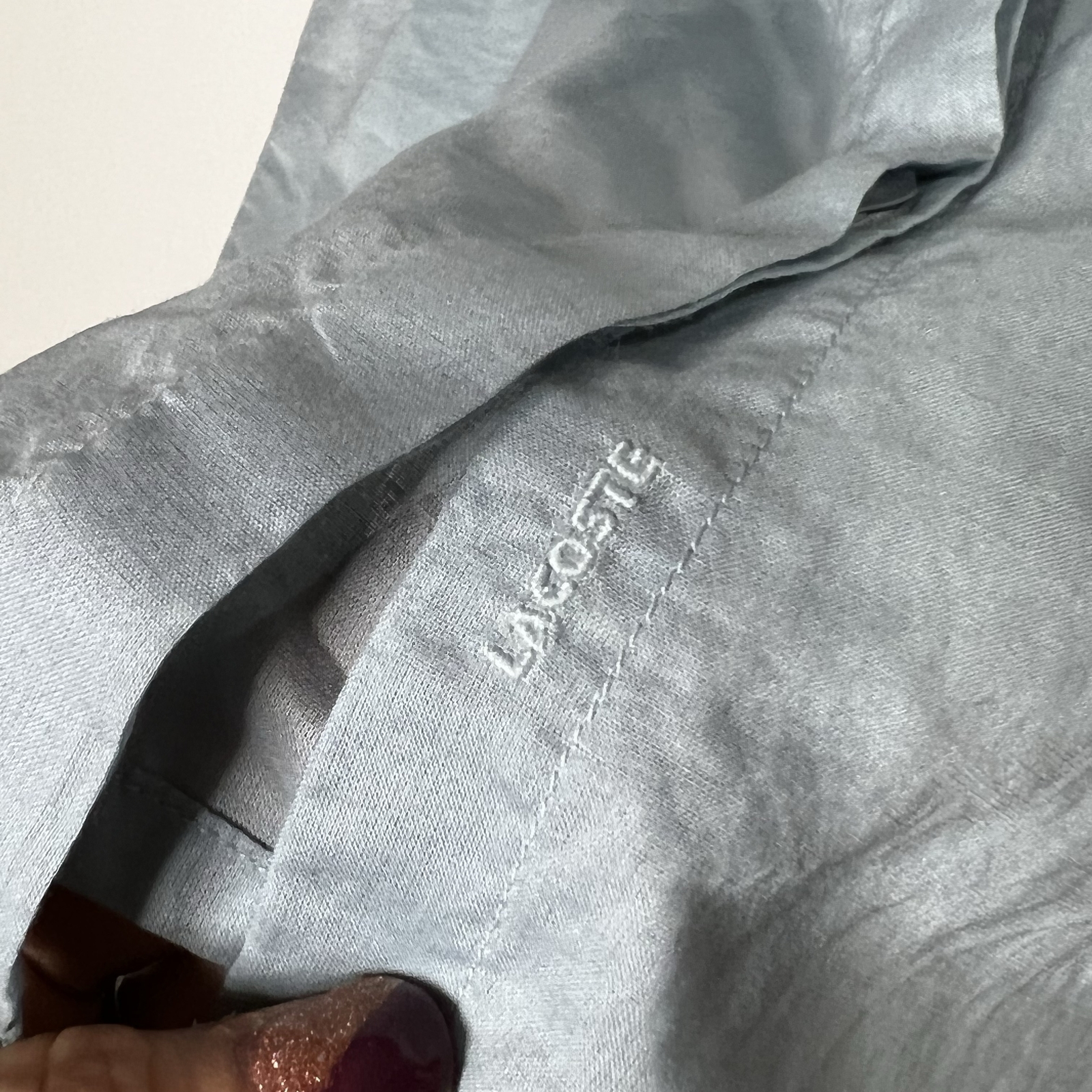 Lacoste Light Blue Button Down Front Gathered Lon… - image 12