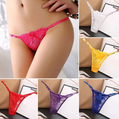 6pcs Lot Womens Sexy Lace Panties G-string Thong Low Waist Brief Sheer Underwear