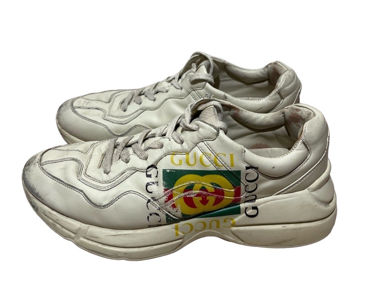 マイ 様 GUCCI Gucci logo leather sneakers Sneakers size 10 | eBay