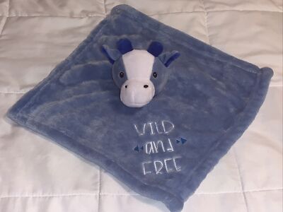 NWOT Elle & Jaye ''WILD and FREE'' Blue Giraffe Security Blanket/Lovey