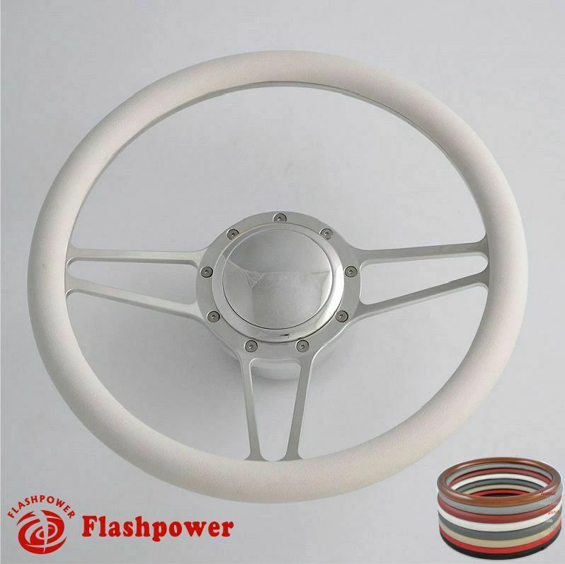14'' Billet Steering Wheels Red Half Wrap Muscle Car Chevette Brookwood Biscayne - Image 2 of 4