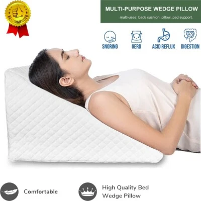 BRILLARS Raised Bed Wedge Large Pillow Acid Reflux Foam 51x46x28cm Zip Cover Back Support