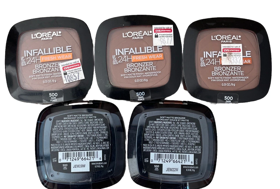 5 L'Oreal Paris Infallible 24H Fresh Wear Bronzer Shade-500 Dark Lots 5 Sealed - Image 3 of 4