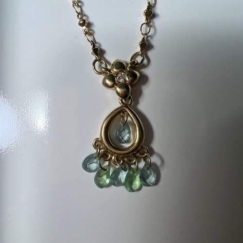 Lia Sophia Pastel Green & Blue Dangle Crystals Necklace On Gold Tone.Last Chance