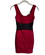 Charlotte Russe Sleeveless Bodycon Mini Dress in Red/Black  - Size XS