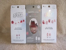 Dashing Diva Glaze LED Semi-Cured Gel Palette 32/34 Nail Strips Holiday Lot of 3