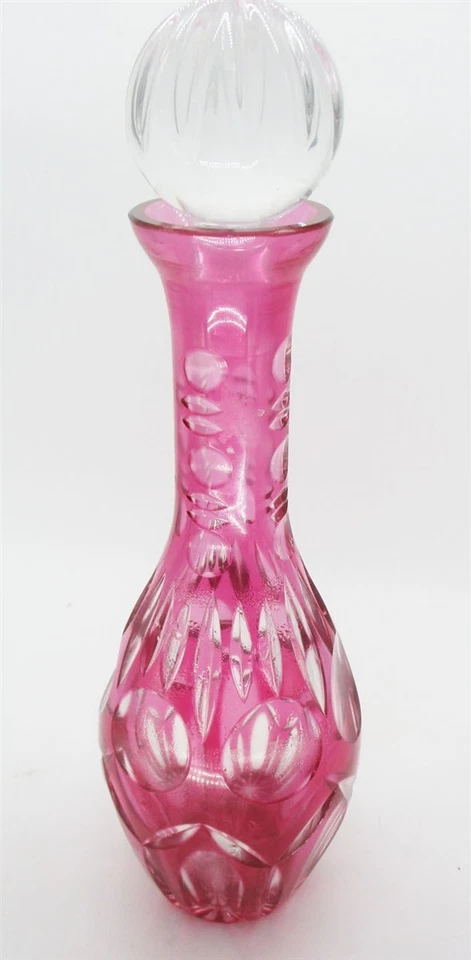 Nachtmann Bamberg ? Decanter 13" Cranberry Cut to Clear Crystal Pink - Image 2 of 4