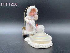 Rare Vintage 2002 Roman Inc. Girl with Melting Snowman w/ Hole for light NWT