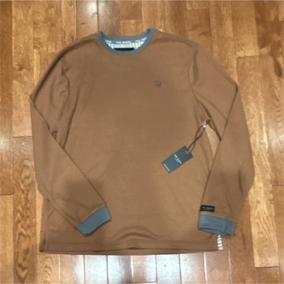 Ted Baker Men's Brown Gray Knit Pullover Sweater Crew Neck Long Sleeve XL