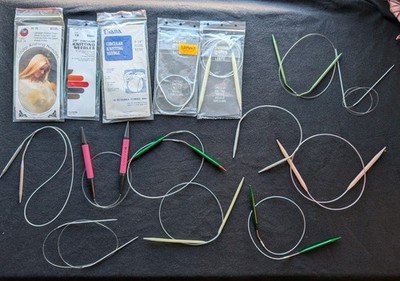 Vintage huge lot 15 Circular Knitting Needles Boye, Diana, Susan Bates, etc.