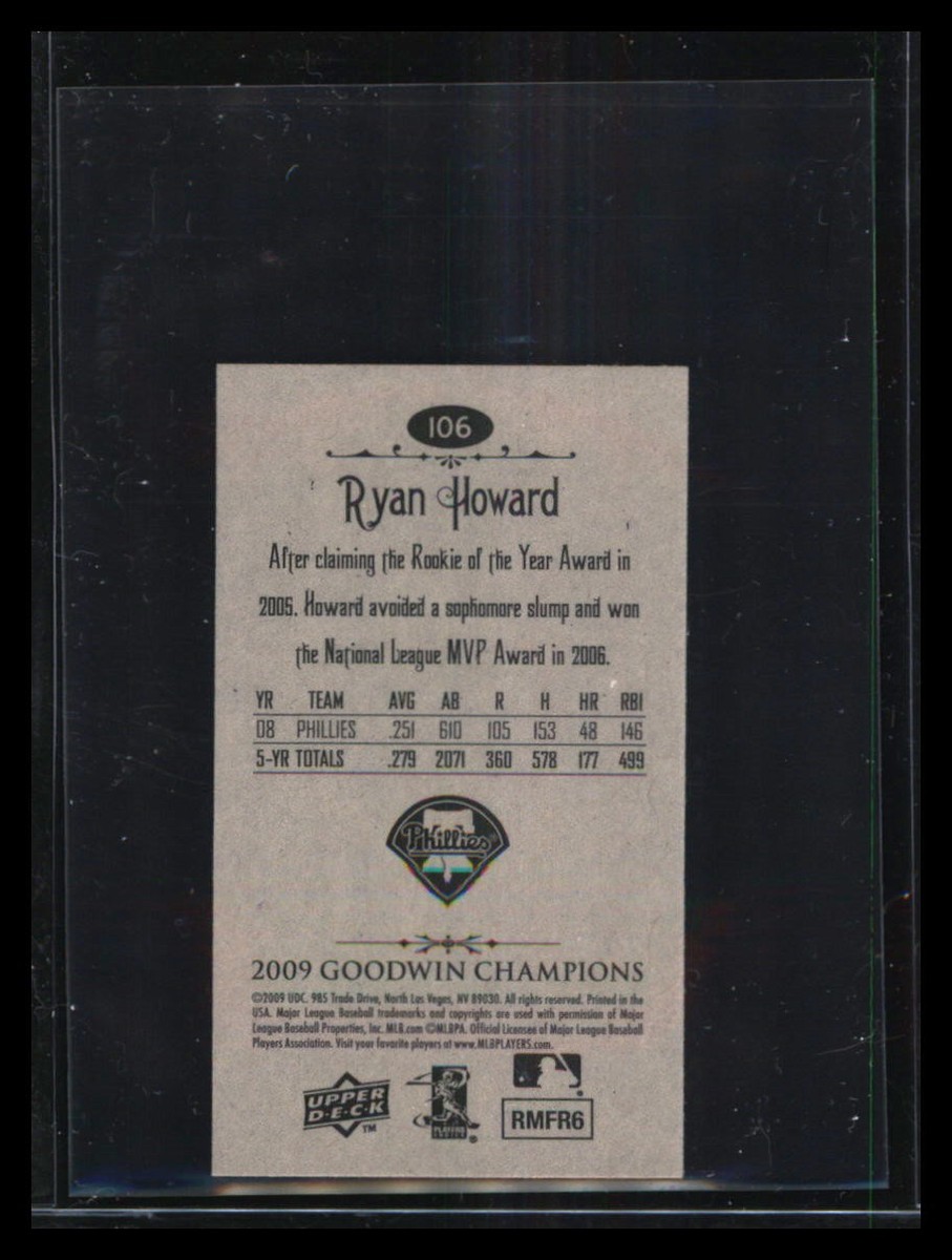 2009 Upper Deck Goodwin Champions #106 Ryan Howard Mini | eBay
