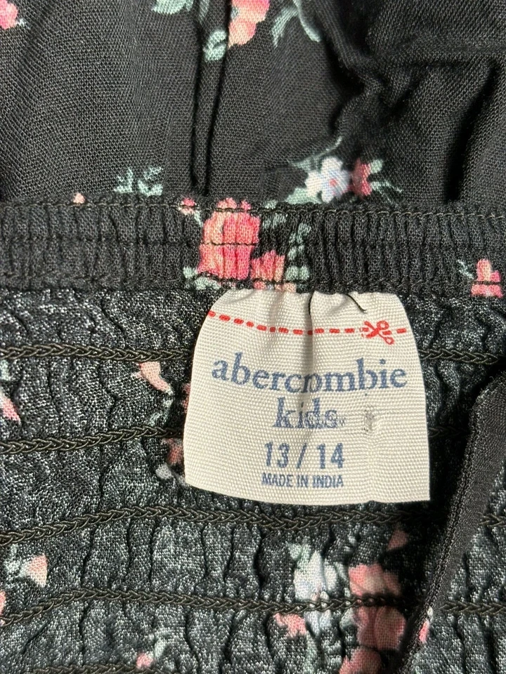 Vestido Solero Abercrombie Niños Floral Correa Espagueti Niñas Talla 13/14 Negro  Foto 3 de 4