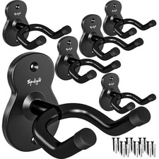 Guitar Wall Mount Hanger, 6 Pack Guitar Hanger for Wall, Black Metal Guitar H...