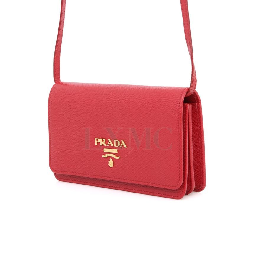VIP.PRADA Saffiano Lux Leather Mini Crossbody Bag 関送込 Prada Saffiano Lux Mini Crossbody Red Mini Bag 1BP007
