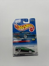 1998 Hot Wheels Mainline/Collector #1031 AEROFLASH Green-Black w/Chrome 3 Spokes
