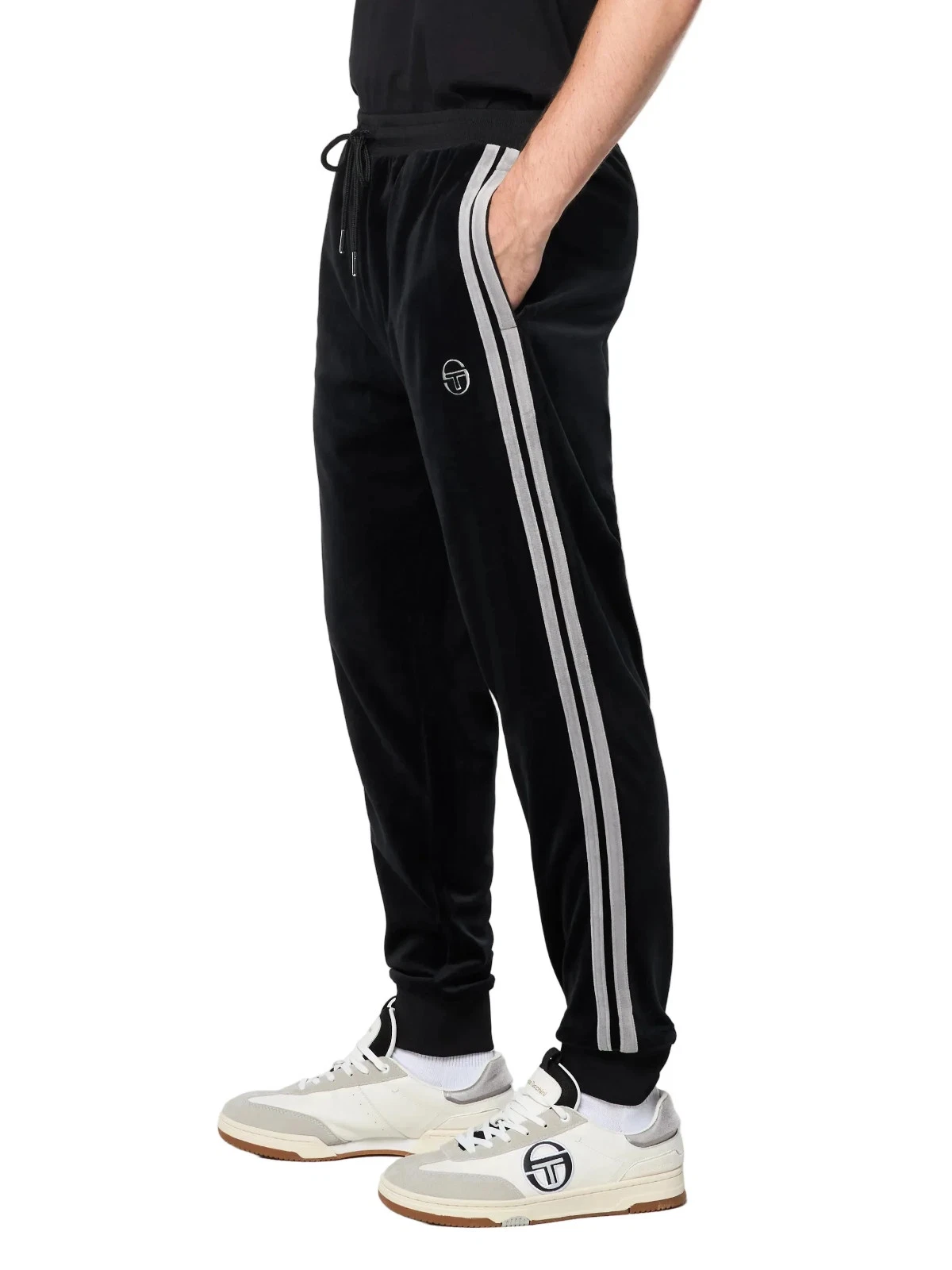 Sergio Tacchini Damarindo Velour Track Pant- Black Beauty