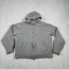 Vintage Polo Ralph Lauren Hoodie Mens Large Gray Full Zip Long Sleeve