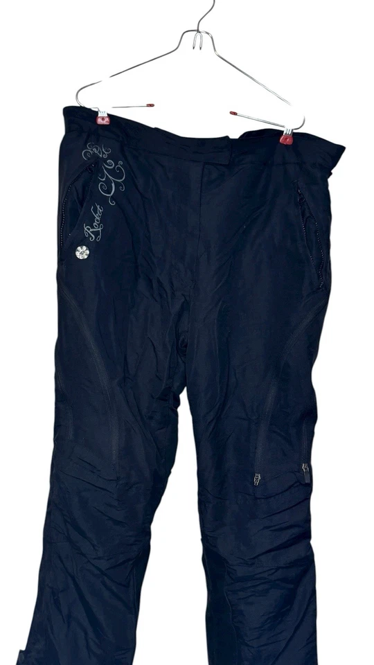 Calça feminina Joe Rocket malha ajustável cintura acolchoada zíper e pernas de pressão preta GG - Imagem 3 de 4