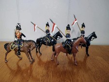 Vtg 1963 Britains 9th Lancers w/Blue White Plumes Lead Toy Soldiers Lot of 4