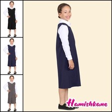Girls School Uniform Pinafore Dress Heart Pocket Zip Up Pleated Dress Pack of 2