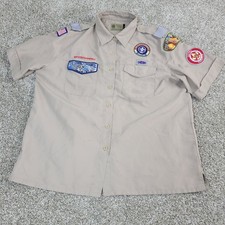 Boy Scouts Of America Uniform Shirt Ladies XL Beige 100 Polyester Vented SS