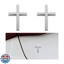 DXNQ 2PCS Metal Jesus Christ Cross Badge Stickers, 2.5"×1.8" Alloy 3D Individ