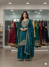 Exclusive Designer Silk Kurta Palazzo With Dupatta For Wedding Wear