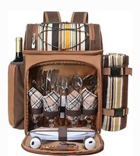 Hap Tim Picnic Basket Backpack for 4 Person with Insulated Leakproof Cooler Bag,