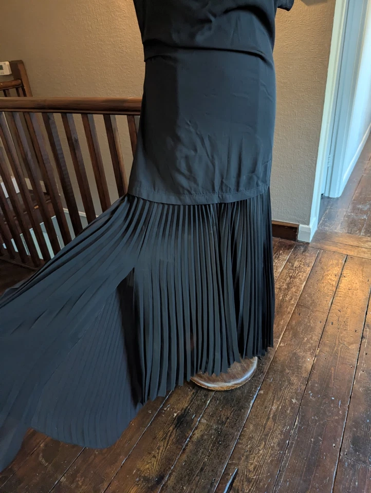 Zara Black Asymmetric Pleated Layered Maxi Dress Ltd Edition BNWT S 8791/417 - Image 4 of 4