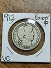 1912 P Barber Silver Half Dollar Very Good VG U.S. 50c Type Coin (Raw16872)