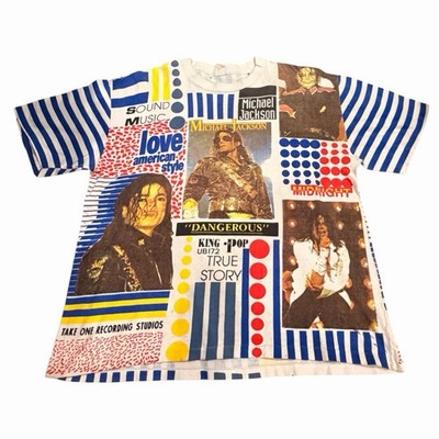 Vintage 90s Michael Jackson All Over Print T Shirt Dangerous King of Pop