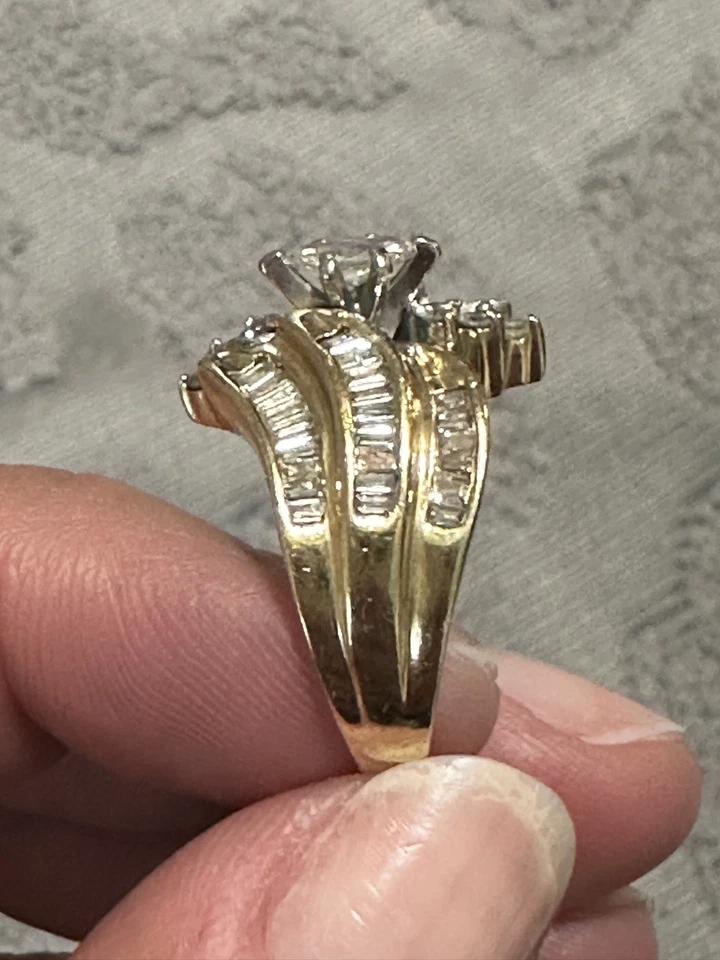 Beautiful Custom Made Marquise & Baguette Diamond & Gold Ring, Size 8.5 - Image 4 of 4